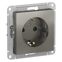 Розетка ATLASDESIGN с заземлением со шторками 16А механизм сталь (Systeme Electric) ATN000945