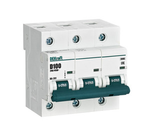 Выключатель автоматический трехполюсный 100А D ВА-201 10кА (Dekraft) 13021DEK