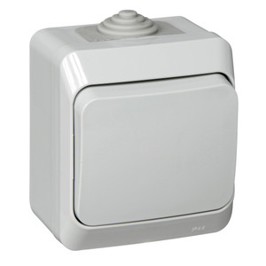 ЭТЮД Выключатель одноклавишный наружный IP44 серый (Systeme Electric) BA10-041C