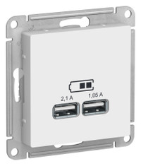 ATLASDESIGN USB РОЗЕТКА A+A, 5В/2,1 А, 2х5В/1,05 А, механизм, ЛОТОС (Systeme Electric) ATN001333