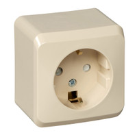 ЭТЮД Розетка наружная с заземлением со шторками бежевая (Systeme Electric) PA16-004K