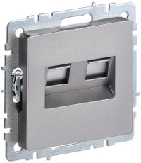 BRITE Розетка двойная RJ11+RJ45 кат.5E РК/Т12-БрС сталь (IEK) BR-KT20-O-1-K46