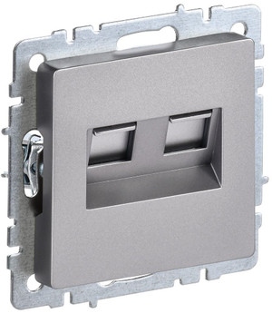 BRITE Розетка двойная RJ11+RJ45 кат.5E РК/Т12-БрС сталь (IEK) BR-KT20-O-1-K46