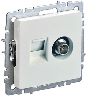 BRITE Розетка двойная TV+RJ45 кат.5E РТВ/РК12-БрЖ жемчуг (IEK) BR-AK20-1-K36