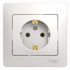 GLOSSA Розетка с заземлением в сборе белая (Systeme Electric) GSL000142