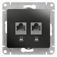 Розетка Glossa двойная компьютерная RJ45 + RJ45 кат.5E механизм антрацит (Systeme Electric) GSL000785KK