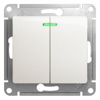 GLOSSA Выключатель двухклавишный с подсветкой схема 5а перламутр в рамку (Systeme Electric) GSL000653