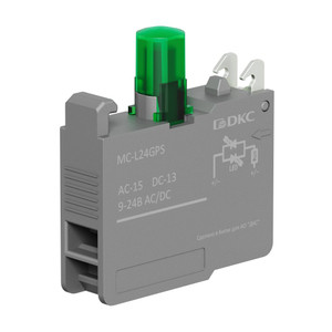 Контактный блок с клеммными зажимами под винт со светодиодом на 9-24В, зеленый (DKC) MC-L24GPS