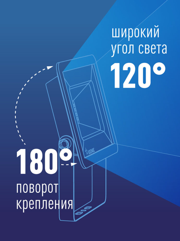 Прожектор светодиодный ДО-30 Вт с ИК-Датчиком 6500К1600 Лм IP65 (Космос) K_PR5_LED_30S