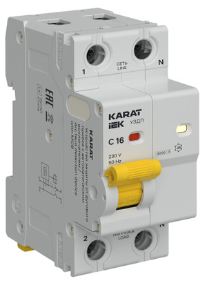 KARAT Устройство защиты от дугового пробоя c автоматическим выключателем 1P+N C 16A IEK (IEK) KA-DP11-1-016-C