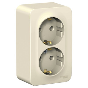 BLANCA  розетка наружная  двойная с заземлением без шторок, 16А, 250В, молочный (Systeme Electric) BLNRA010202