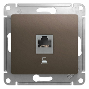 GLOSSA Розетка компьютерная RJ45 категория 5E шоколад в рамку (Systeme Electric) GSL000881K