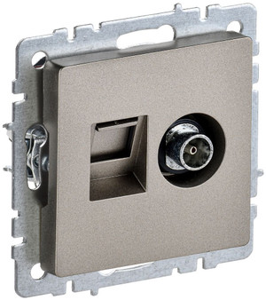 BRITE Розетка двойная TV+RJ45 кат.5E РТВ/РК12-БрШ шампань (IEK) BR-AK20-1-K37