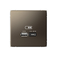 ARTGALLERY USB розетка A + тип-C 45Вт высокоскор.заряд. QC, PD, механизм, мокко (Systeme Electric) GAL000629