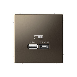 ARTGALLERY USB розетка A + тип-C 45Вт высокоскор.заряд. QC, PD, механизм, мокко (Systeme Electric) GAL000629