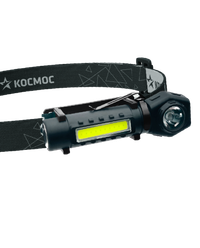 Фонарь налобный аккум/3Вт+3ВтCOB/кол. линза/Li-ion18650 1200mAh/USBtC/магнит/зажим (Космос) KOC508Lit