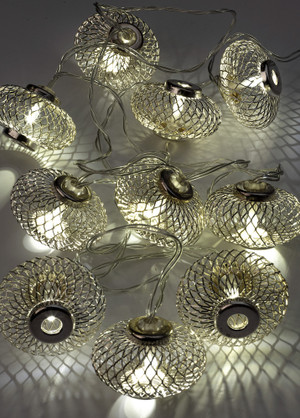 Гирлянда-Фонарики лофт металлическая серебряная диаметр 5х3см 10LED (Космос) KOC_GIR-B120