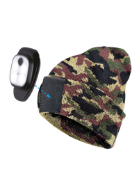 Шапка с фонарем, цвет камуфляж, фонарь-клипса съемный, красный и белый цвет свечения + SOS мигающий красный (Космос) KOCHat2_d