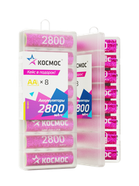 Аккумулятор R6 (АА) 2800mAh Ni-Mh 8 шт в боксе (Космос) KOCR6NIMH2800mAh8B