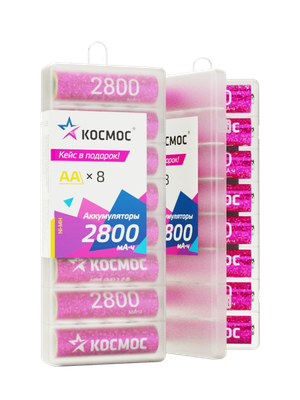 Аккумулятор R6 (АА) 2800mAh Ni-Mh 8 шт в боксе (Космос) KOCR6NIMH2800mAh8B