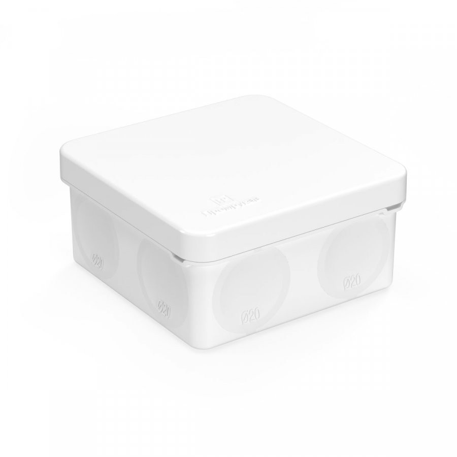 Коробка распределительная 60-0210-9003 для прямого монтажа двухкомпонентная безгалогенная (HF) белая 80х80х40 (132шт/кор) (Промрукав)