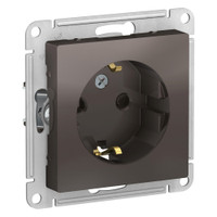 Розетка ATLASDESIGN с заземлением со шторками 16А механизм мокко (Systeme Electric) ATN000645