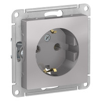 Розетка ATLASDESIGN с заземлением 16А механизм алюминий (Systeme Electric) ATN000343