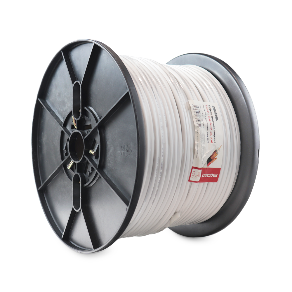 Кабель видеонаблюдения КВК-В-2 2х0.75мм (Cu/ССA) 200м белый CADENA SOFT (Cadena) KVK-V2-2x0.75SOFT