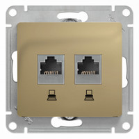 Розетка Glossa двойная компьютерная RJ45 + RJ45 кат.5E механизм титан (Systeme Electric) GSL000485KK