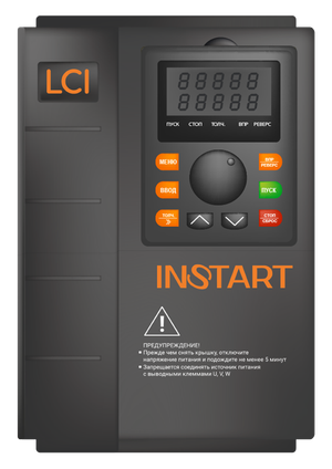 Преобразователь частоты LCI-G5.5/P7.5-4B 5.5кВт/7.5кВт, 13А/18А, 3Ф, 380В±15%, 50Гц/60Гц, IP20, с панелью управления (Instart)