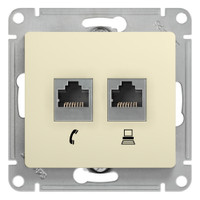 GLOSSA Розетка телефон/компьютер RJ11+RJ45 категория 5е в рамку бежевая (Systeme Electric) GSL000285