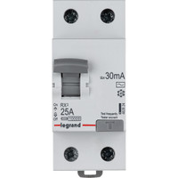 ВДТ RX3 - 2П - 25 А - тип AC - 30 мА - 2 модуля (Legrand/Daccord) 402024