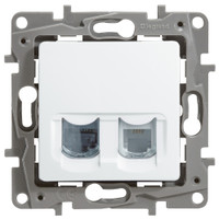 ETIKA Розетка телефонная+компьютерная RJ11+RJ45 категория 5 UTP белая (Legrand/Daccord) 672252