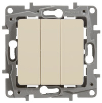ETIKA Выключатель трехклавишный слоновая кость 10АХ (Legrand/Daccord) 672313