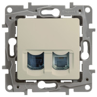 ETIKA Розетка телефонная+компьютерная RJ11+RJ45 категория 5 UTP слоновая кость (Legrand/Daccord) 672352