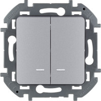 Выключатель двухклавишный с подсветкой/индикацией INSPIRIA 10 AX 250 В~ алюминий (Legrand/Daccord) 673632