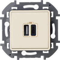 Зарядное устройство с двумя USB разьемами A C 240В/5В 3000мА INSPIRIA слоновая кость (Legrand/Daccord) 673761