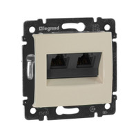 VALENA Розетка компьютерная RJ45х2 в рамку категория 5е слоновая кость (Legrand/Daccord) 774131