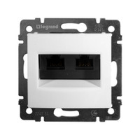VALENA Розетка компьютерная RJ45х2 UTP белая (Legrand/Daccord) 774231