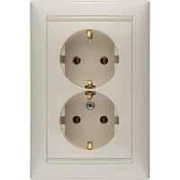 VALENA Розетка двойная с заземлением слоновая кость (Legrand/Daccord) 774370