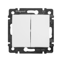 VALENA Выключатель двухклавишный в рамку белый (Legrand/Daccord) 774405