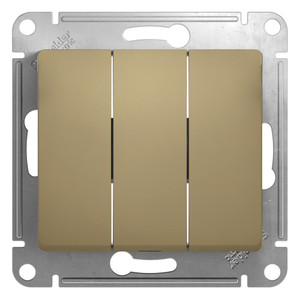 GLOSSA Выключатель трехклавишный в рамку титан сх.3 (Systeme Electric) GSL000431