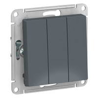 Выключатель трехклавишный ATLASDESIGN схема 1+1+1 10АХ механизм грифель (Systeme Electric) ATN000731