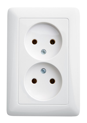 ХИТ Розетка двойная скрытая белая без заземления и шторок 16А 250В (Systeme Electric) RS16-235-B
