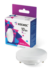 Лампа светодиодная LED 10Вт 220В GX53 6500K холодный 800 лм, КОСМОС (Космос) Lksm_LED10wGX5365C