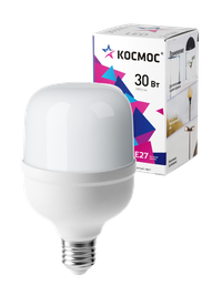 Лампа светодиодная LED 30Вт 220В Е27 D80х135 4500К белый 2850 лм (Космос) LksmHWLED30WE2745