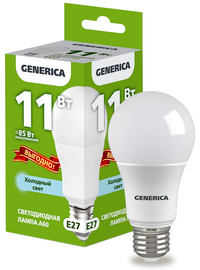 Лампа светодиодная A60 груша 11Вт 230В 6500К E27 ПРОМО GENERICA (IEK) LL-A60-11-230-65-E27-G