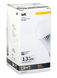 Лампа светодиодная LED 13вт E27 белый (IEK) LL-A60-13-230-40-E27