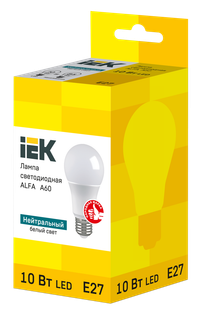Лампа светодиодная ALFA A60 груша 10Вт 230В 4000К E27 IEK (IEK) LLA-A60-10-230-40-E27