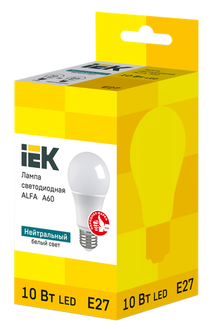 Лампа светодиодная ALFA A60 груша 10Вт 230В 4000К E27 IEK (IEK) LLA-A60-10-230-40-E27
